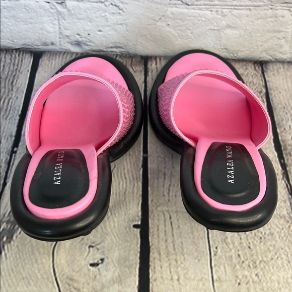 *Azalea Wang Aleah Embellished heeled Sandals in pink rhinestone - Picture 10 of 13
